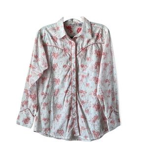 Wrangler White and Pink Floral Button Down Shirt